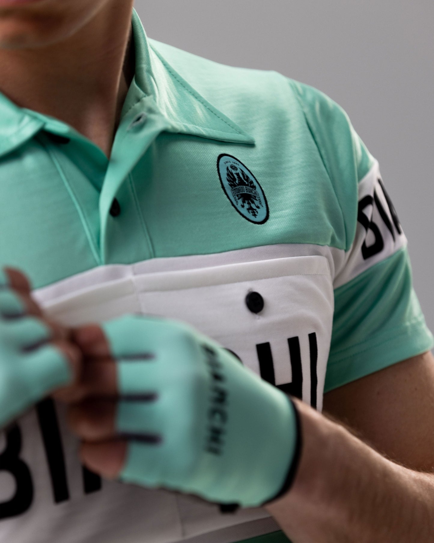 BIANCHI LIFESTYLE GRAVEL SHORT SLEEVE POLO - Celeste Classic