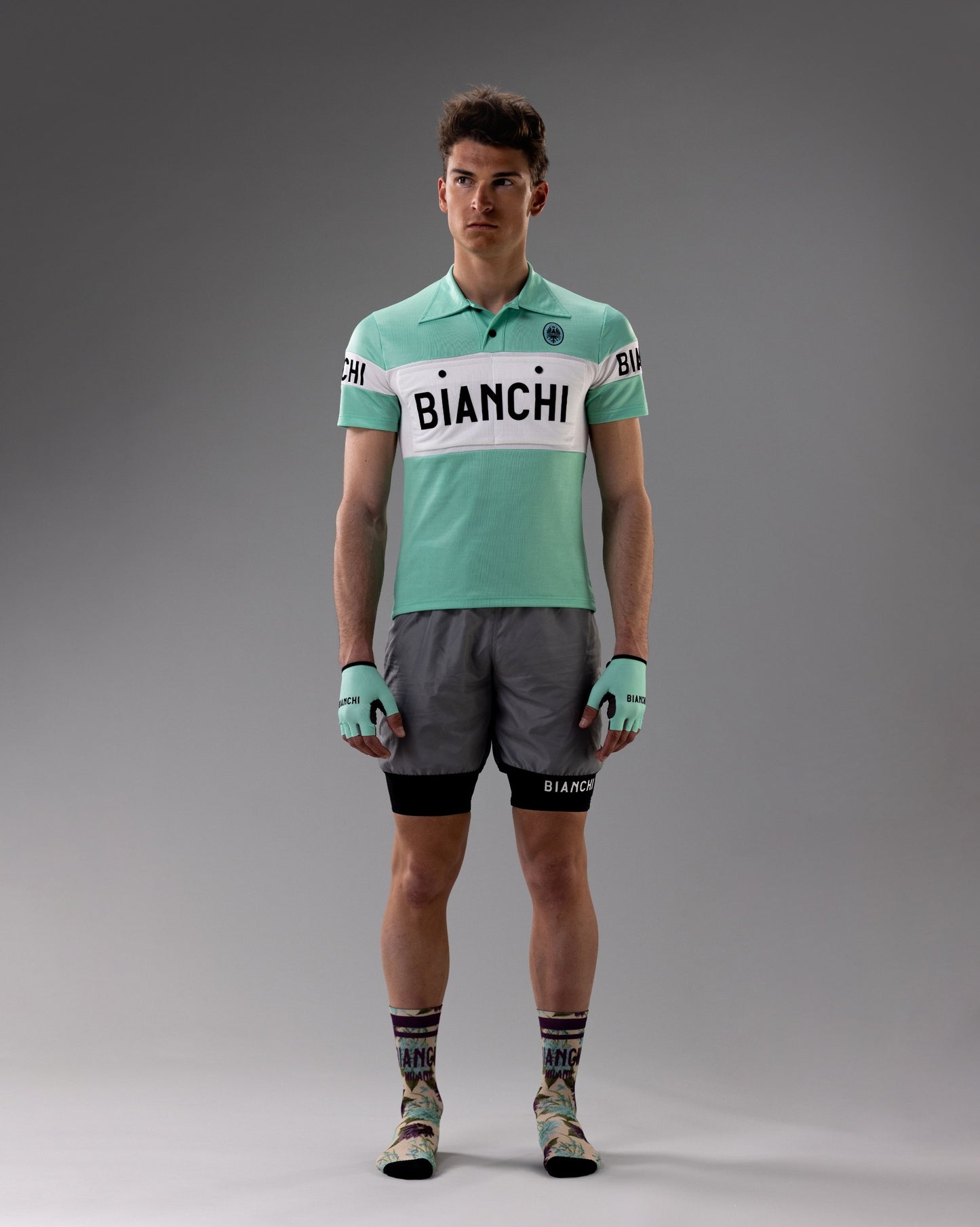 BIANCHI LIFESTYLE GRAVEL SHORT SLEEVE POLO - Celeste Classic