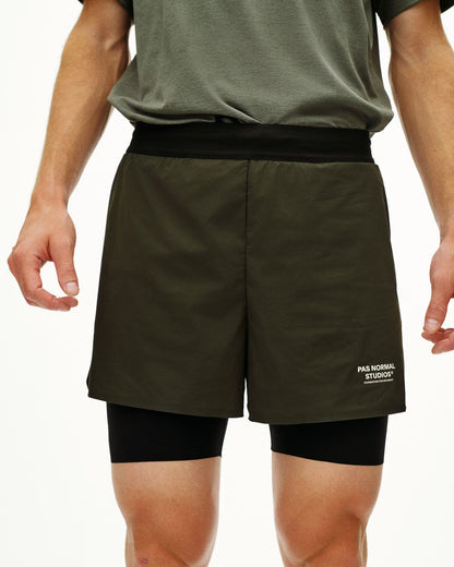 Pas Normal Studios Balance 2-in-1 Shorts - Dark Olive