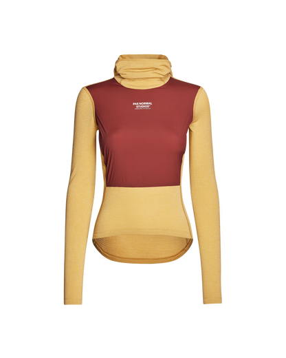 Pas Normal Studios Women's Thermal Hooded Windproof Baselayer- Camel/Marron