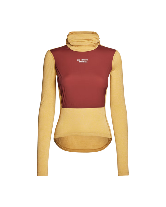 Pas Normal Studios Women's Thermal Hooded Windproof Baselayer- Camel/Marron