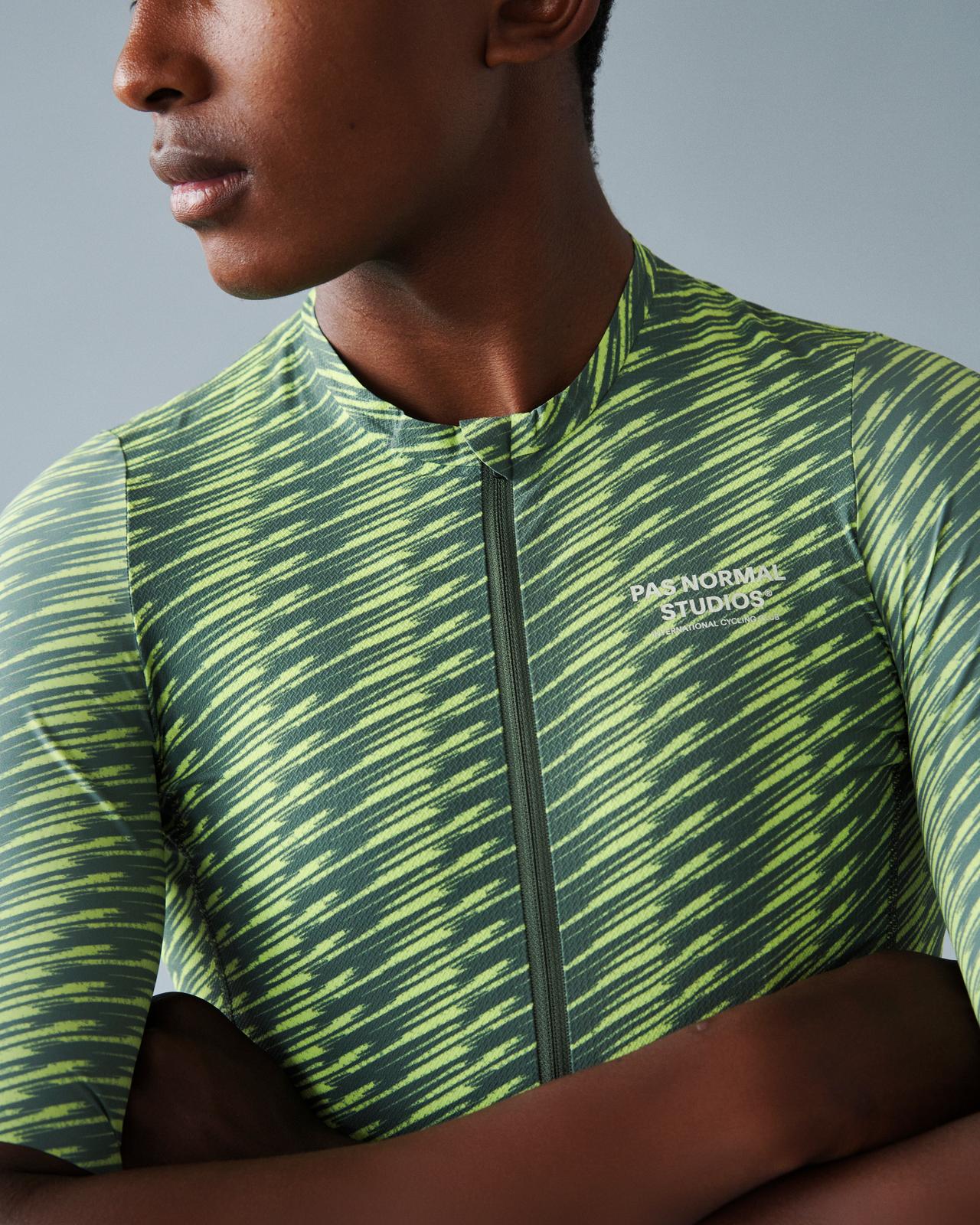 Pas Normal Studios Men's Solitude Jersey - Dark Moss / Lime Green