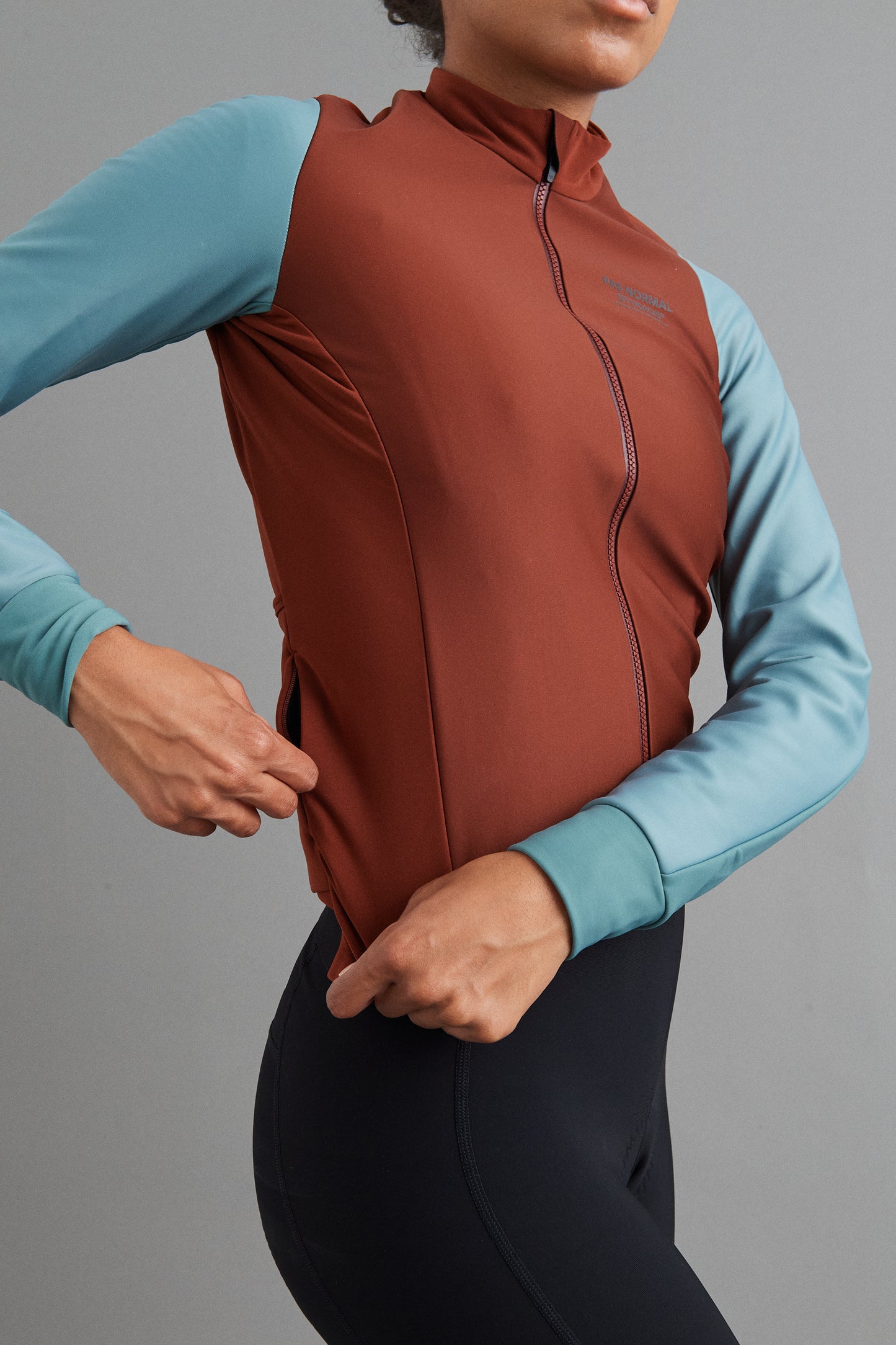 PAS NORMAL STUDIOS Women's Mechanism Thermal Long Sleeve Jersey - Mahogany/Dusty Teal