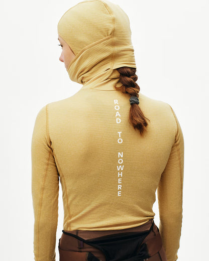 Pas Normal Studios Women's Thermal Hooded Windproof Baselayer- Camel/Marron