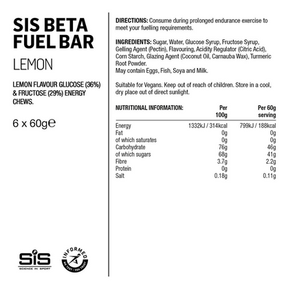 SIS Beta Fuel Chews Energy Bar Lemon