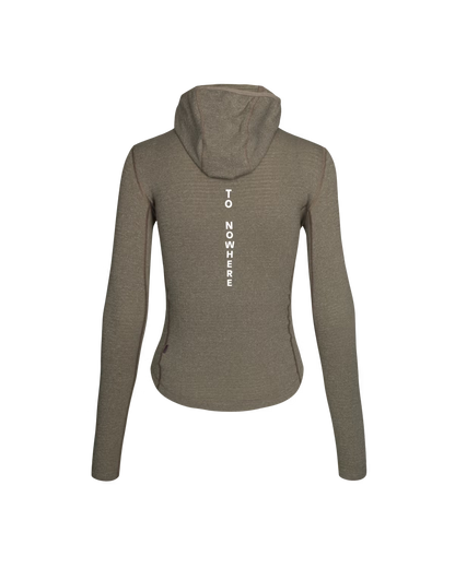 Pas Normal Studios Women's Thermal Hooded Windproof Baselayer- Dark Stone