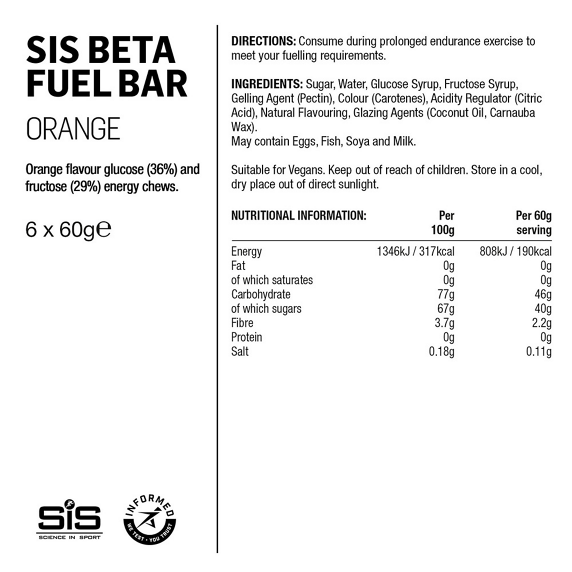 SIS Beta Fuel Chews Energy Bar Orange