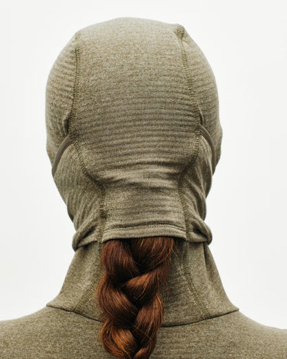 Pas Normal Studios Women's Thermal Hooded Windproof Baselayer- Dark Stone