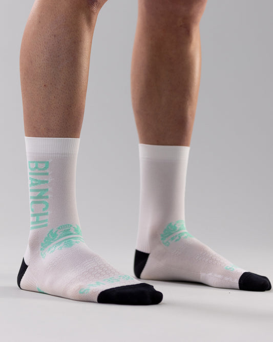 BIANCHI MILANO HIGH SOCK - White Celeste