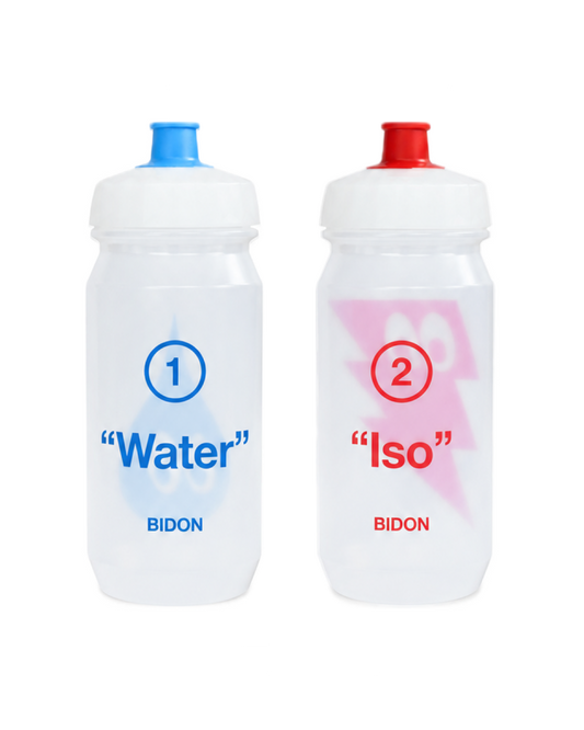 Zestaw bidonów marki BIDON 550 ml - 1. Water i 2.Iso - Transparentne